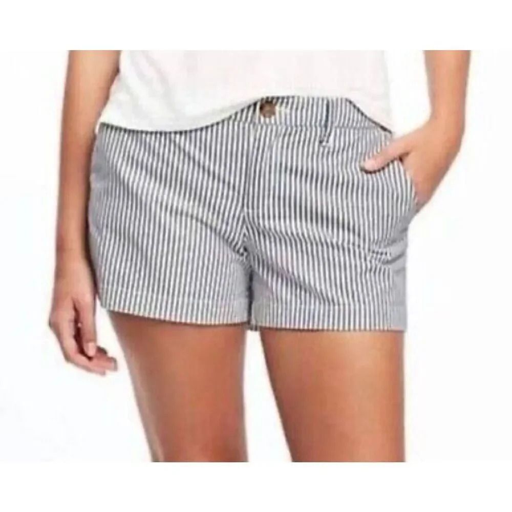 Merona NWT 14 cotton flat front grey striped chino shorts 5 inch inseam
